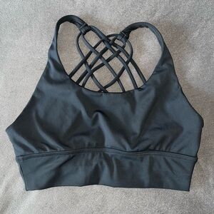 Black Women's Crisscross Back Longline Sports Bra Small Activewear